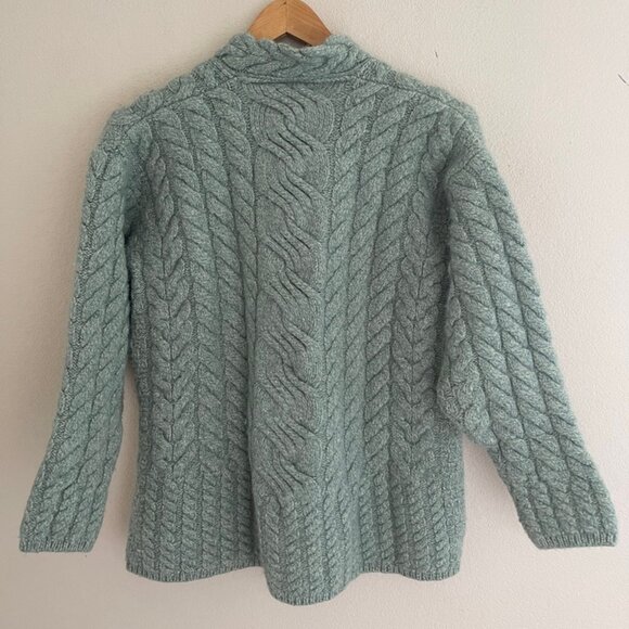 CARRAIG DONN Mint Green 100% Merino Wool Irish Sweater: NWOT! XL (Runs SMALL) - Picture 3 of 8